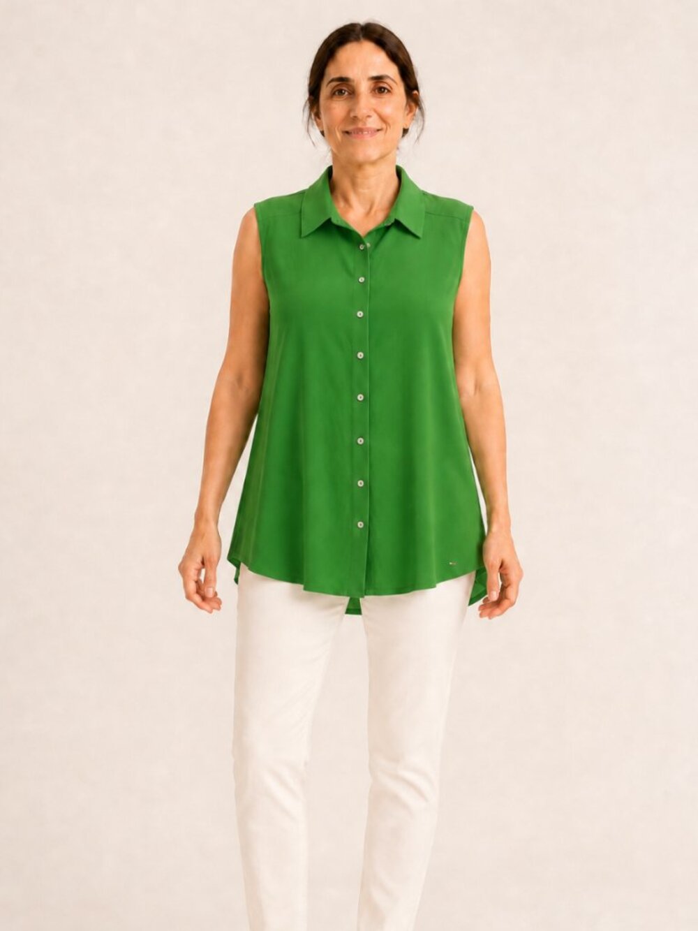Tommy Hilfiger Grassy Green Sleeveless Button-Down Shirt